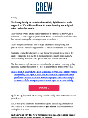 Crew - Trump’s using the White House to enrich himself and his family