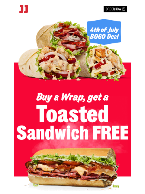 Jimmy John's - Don't miss this BOGO deal ❤ 🤍 💙