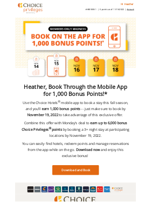 Choice Hotels - Day 2 Reveal: 1,000 Points Just for App Users!