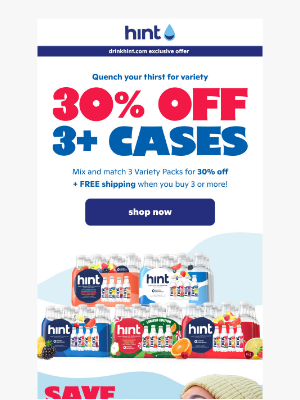 Hint Water - 30% off Variety Packs 🍎🍇🍍🥥