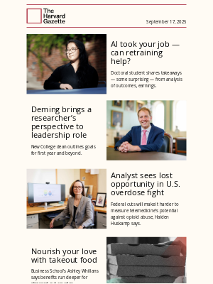 Harvard - Workplace AI; Deming; opioid research; romantic takeout