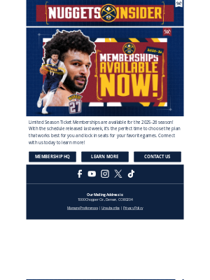 Denver Nuggets - 🚨 Limited Nuggets Season Ticket Memberships Available!