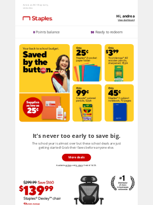 Staples - As low as 25¢! Shop early, stress less🫸🫷