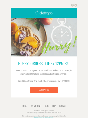 Diet-to-Go - ORDERS DUE TODAY by 12PM Take a Step Towards a Healthier You!