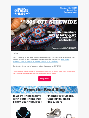 Shipwreck Beads - Up to 80% Off Sitewide + 10% Newsletter Discount