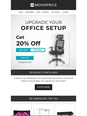 Monoprice - 🖥️ SALE | 20% OFF Monitors, Desks, and More!
