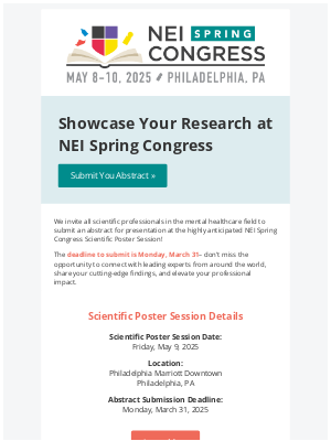 Neuroscience Education Institute - Call for Abstracts: Present Your Cutting-Edge Research at NEI Spring Congress!