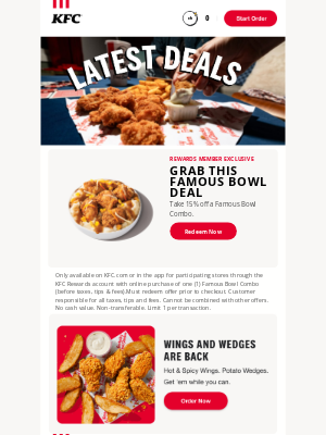 KFC - Get 15% off a Famous Bowl Combo