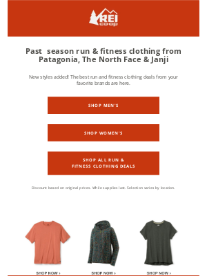 REI - Check out newly added styles: up to 50% off run & fitness clothing