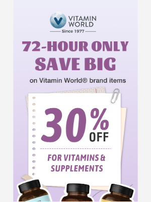 Vitamin World - 🎁 Get 30% Off Vitamin World Favorites—Final 2024 Sale!