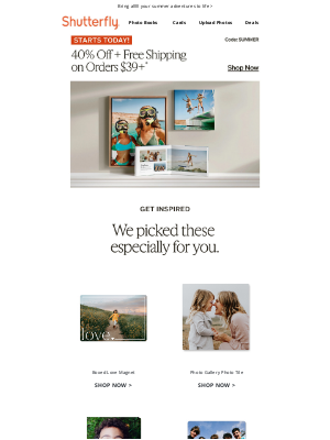 Shutterfly - Kick off the week with 40% off 🙌