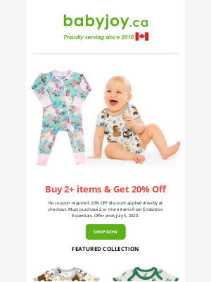 BabyJoy (CA) - 🍁Canada Day Savings! Get 20% Off Endanzoo Essentials (Bodysuits, Rompers, Pants, Beanie, & More).