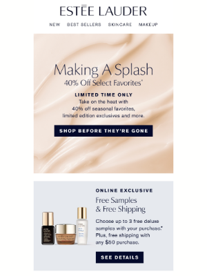 Estée Lauder - Dive Into Summer ☀️ 40% Off Select Favorites