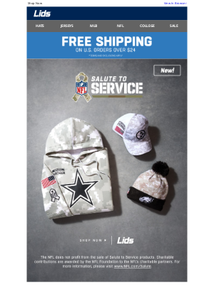 LIDS - Worn on Field! NFL Salute to Service Collection