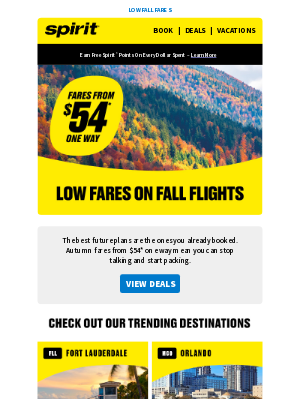 Spirit Airlines - Enjoy autumn with $54* fares.