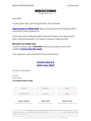 INDOCHINO - Have You Claimed Your Free Shirt Yet?