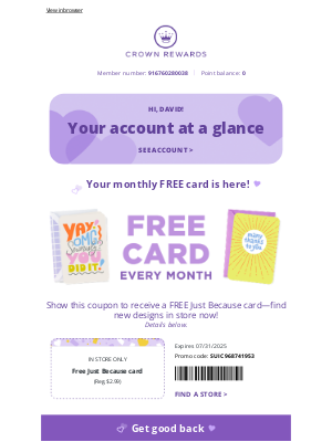 Hallmark - Your July eStatement + FREE card!