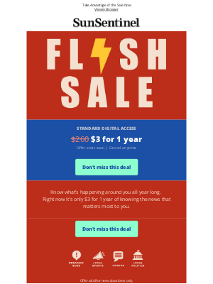 Sun-Sentinel - Flash Sale 🌟 $3 for 1 Full Year