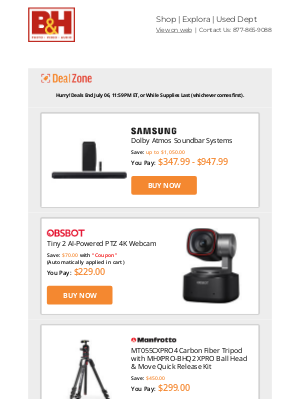 B&H Photo Video - Today's Deals: 💰up to $1,050 OFF! Samsung Dolby Atmos Soundbar Systems & More!
