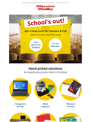 Back to School email design by Office Depot