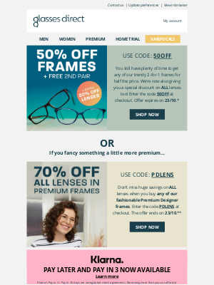 Glasses Direct (United Kingdom) - Get 50% off 2-4-1 Frames PLUS 20% off Lenses