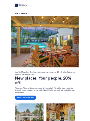 VRBO - Get 20% off when you book a new rental