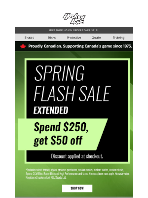Pro Hockey Life - Spring Flash Sale ⚡Spend $250, get $50 off
