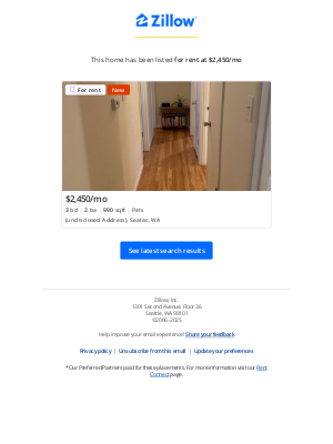 Zillow - New Rental Listing: (undisclosed Address), Seatac, WA 98198 matches your 'Seatac WA' Saved Search.