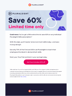 Pluralsight - Sale extended: 60% Off PLUS Free Trial