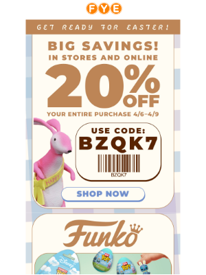 f.y.e. - Last Chance to Save 20% Off in Stores AND Online! ⌛