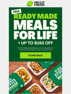 HelloFresh USA - Claim your free Ready Made Meal FOR LIFE now 😍