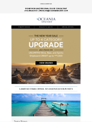 Oceania Cruises - Complimentary: Upgrade Your Stateroom & Enjoy Generous Amenities