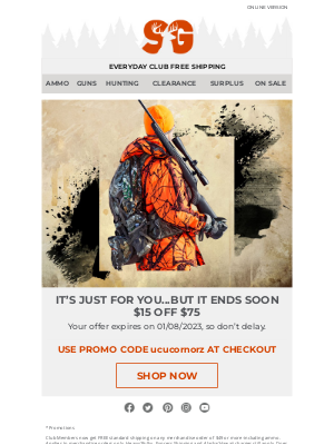 Sportsman's Guide - Your $15 off $75 Coupon is Waiting