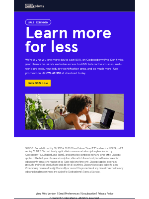 Codecademy - Special extension to save 50%