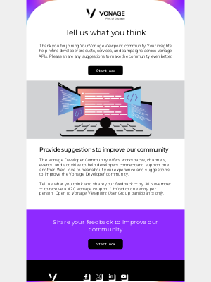 Vonage - Share your thoughts on the Vonage developer community