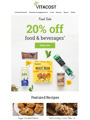 Vitacost - 20% Off Food | Snack, Sip & Save