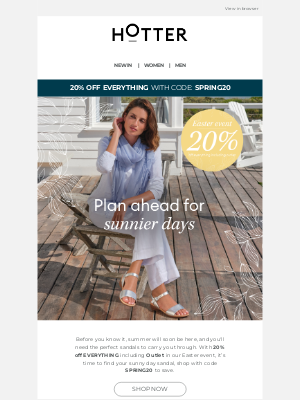 Hotter Shoes (United Kingdom) - 20% off EVERYTHING | Sunny day sandals