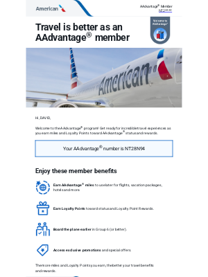 American Airlines - You’re now an AAdvantage® member! Check out your new benefits