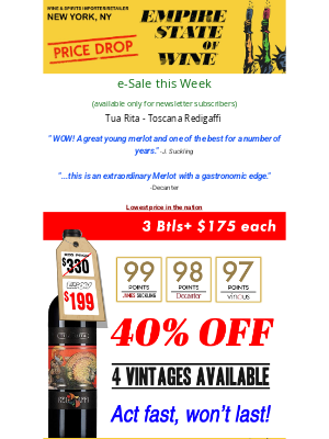 Sherry-Lehmann Inc - 📉 Huge price drop on Iconic Merlot from Redigaffi