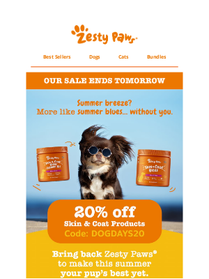 Zesty Paws - 📣 Ends tomorrow! Don't miss out on 20% OFF skin & coat products‼️