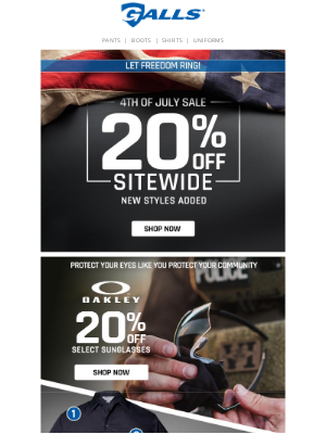 Galls - Cue the Fireworks: 20% Off Sitewide + New Gear Added!