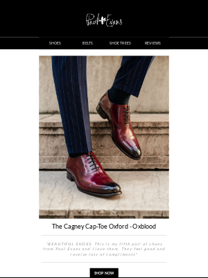 Paul Evans - Turn heads this week in gorgeous oxblood cap-toe oxfords 😍