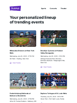 StubHub - Your event lineup: Milwaukee Brewers at New York Mets