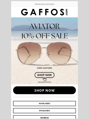 Gaffos - Aviators for the Holidays? Yes, Please! Save 10%!