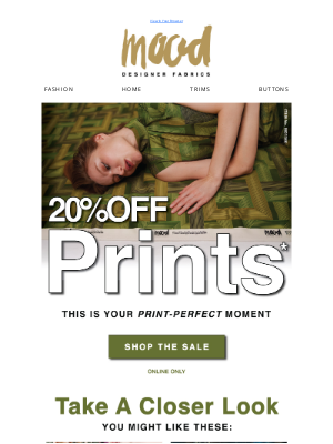 Mood Fabrics - 20% Off 😍 Find Your Next Print Obsession