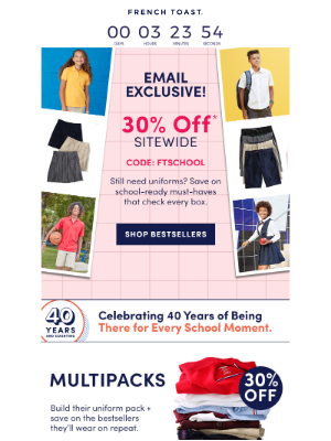 Frenchtoast School Uniforms - RE: Your 30% off Discount Ends Today