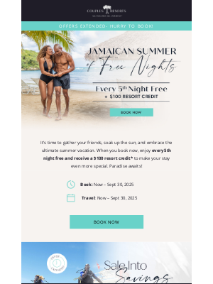 Couples Resorts - Stay Longer in Paradise—Get a Free Night + Resort Credit