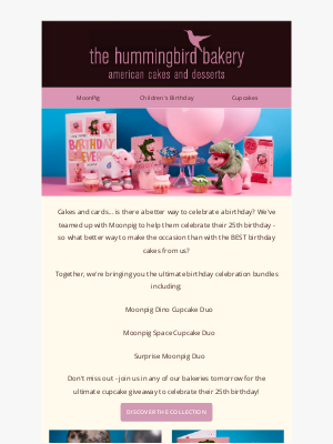 The Hummingbird Bakery - Celebrate Moonpig's Birthday with Sweet Bundles & Free Cards! 🎉