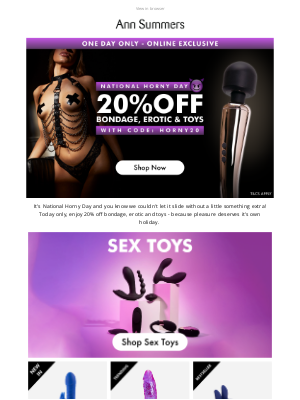 Ann Summers - Horny for savings? Same💋