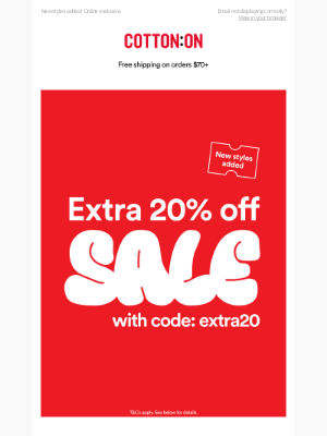 Cotton On & Co. (Australia) - Extra 20% OFF sale 😏